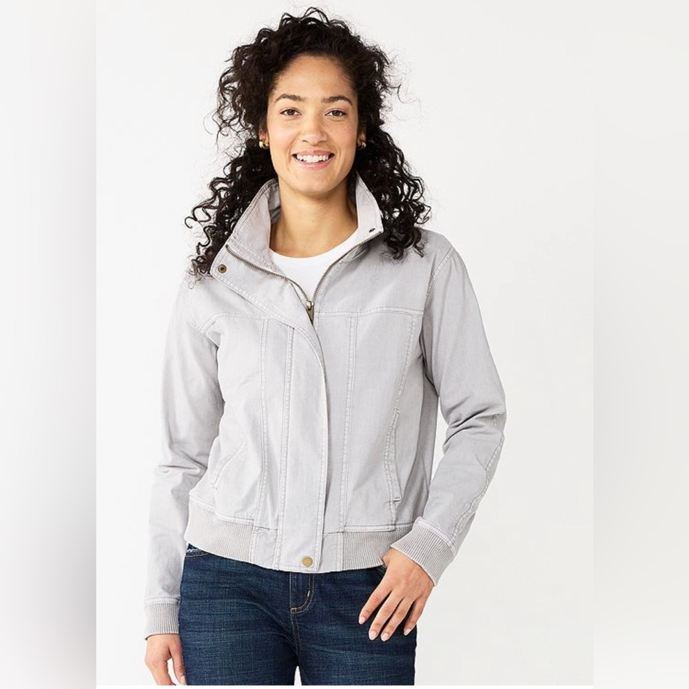 Sonoma Women's Goods for Life Shrunken Light Gray Jacket Large